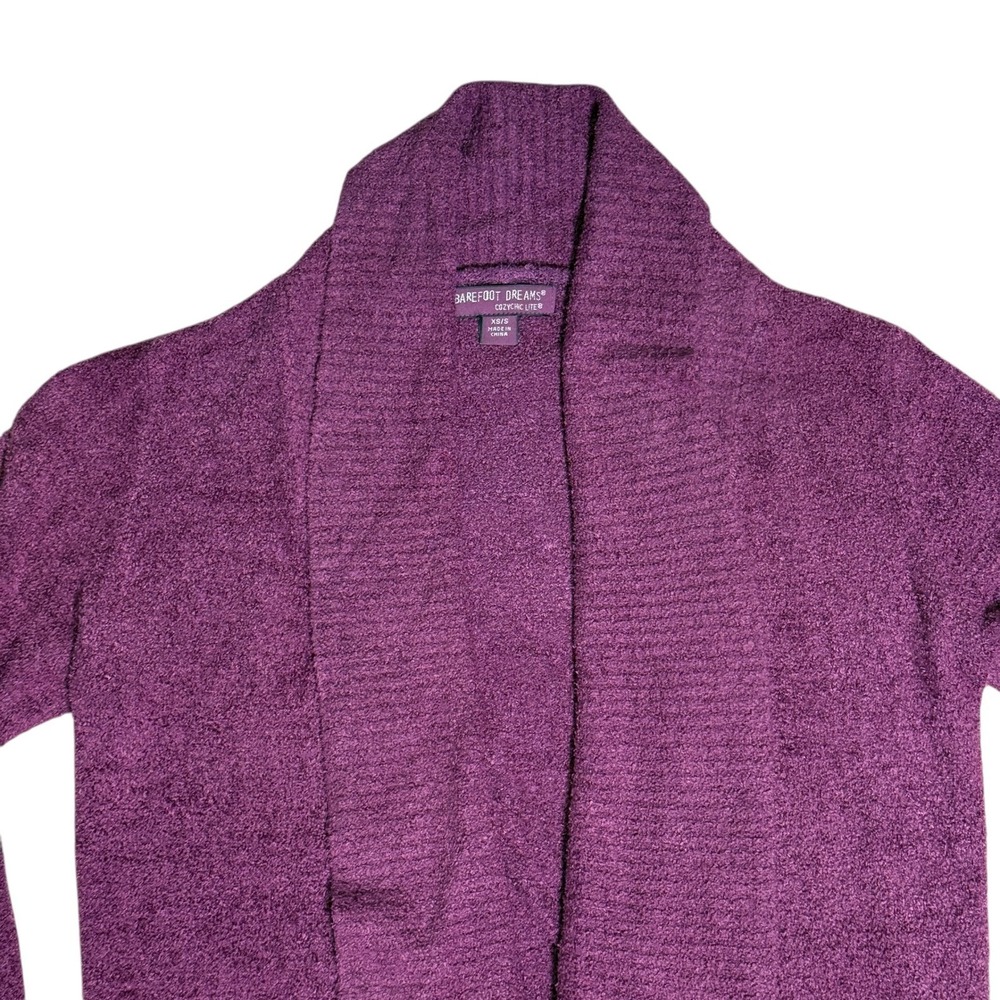Barefoot Dreams CozyChic Lite Circle Cardi Deep Aubergine Buttery Soft Size XS/S - Picture 4 of 16